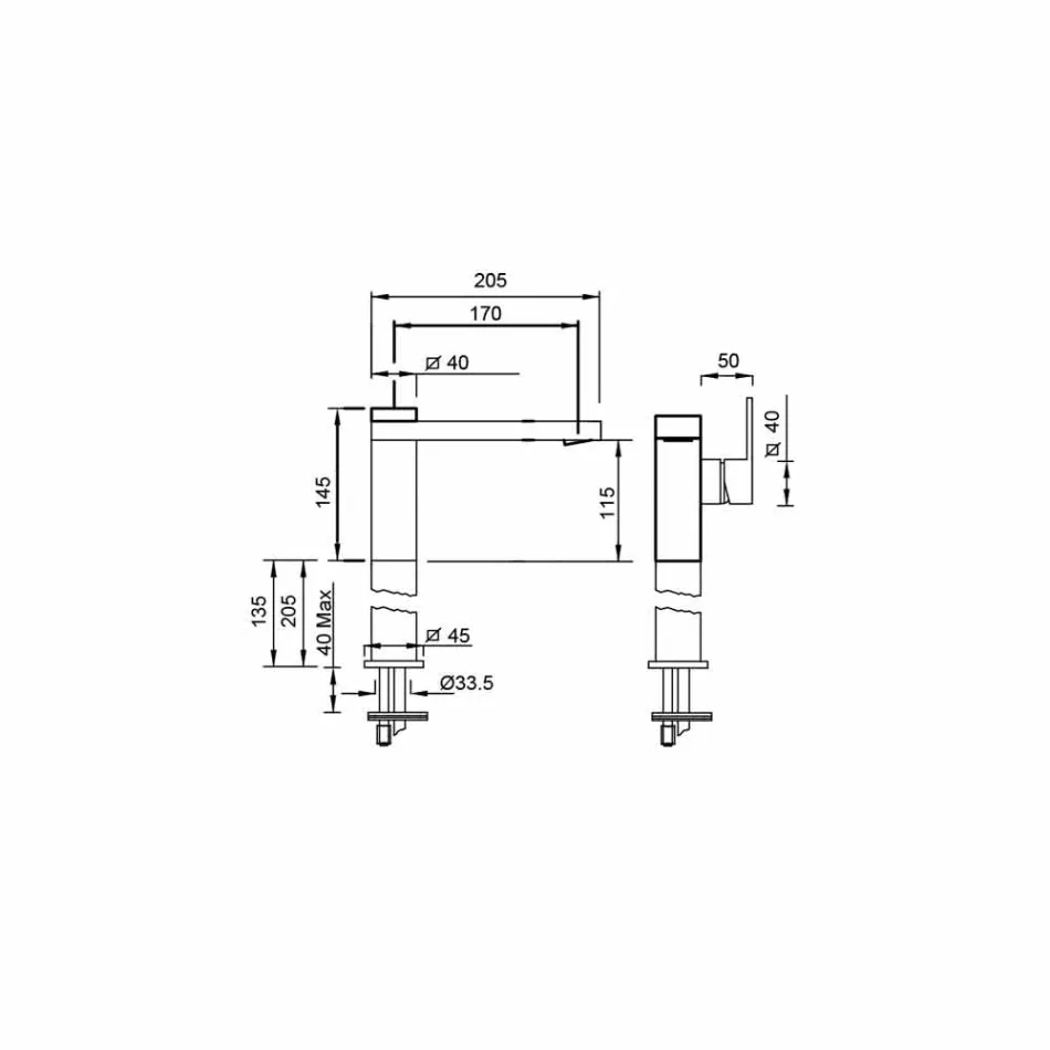 Lange Uitloop Wastafelmengkraan 20cm Uitbreiding Messing Made in Italy - Panela Viadurini