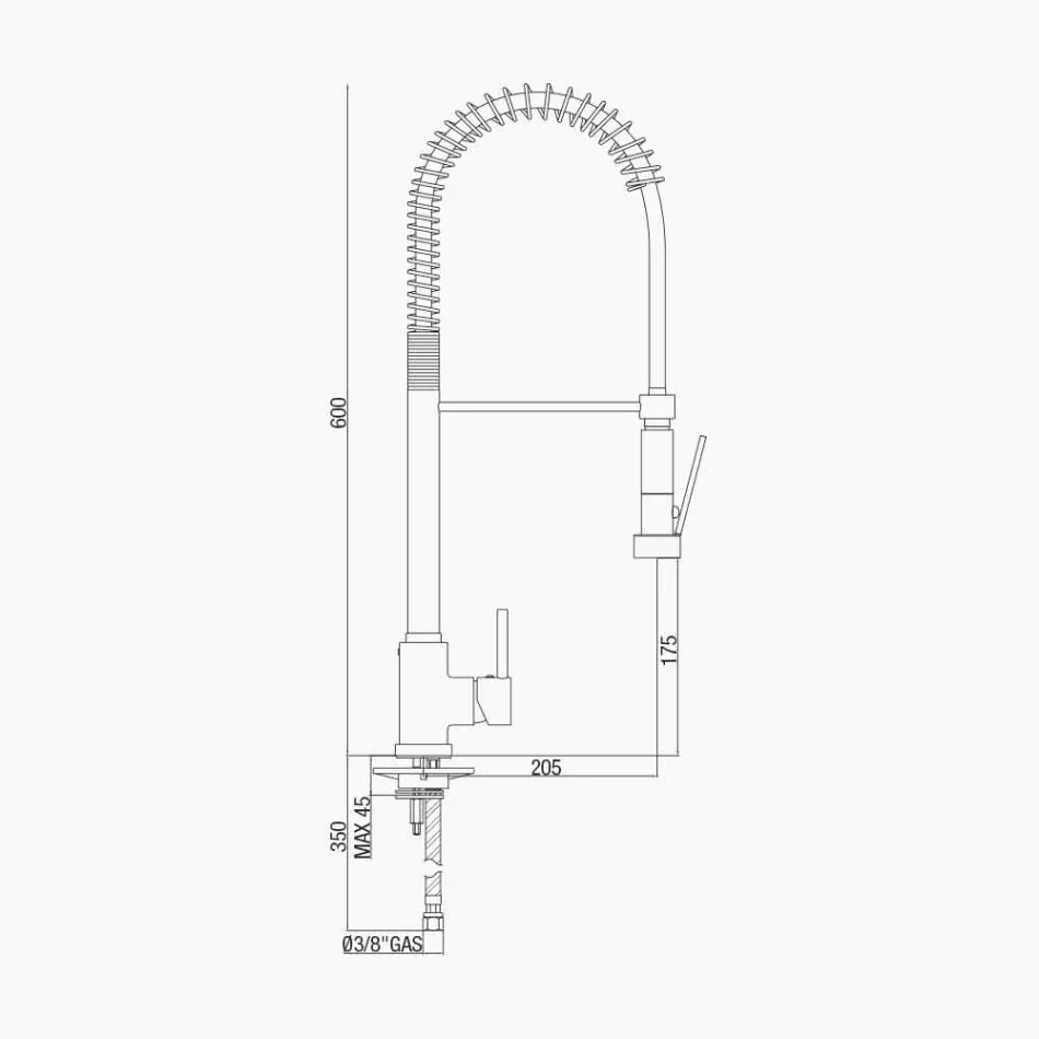Chroom messing gootsteenmengkraan met douche Made in Italy - Kondor Viadurini