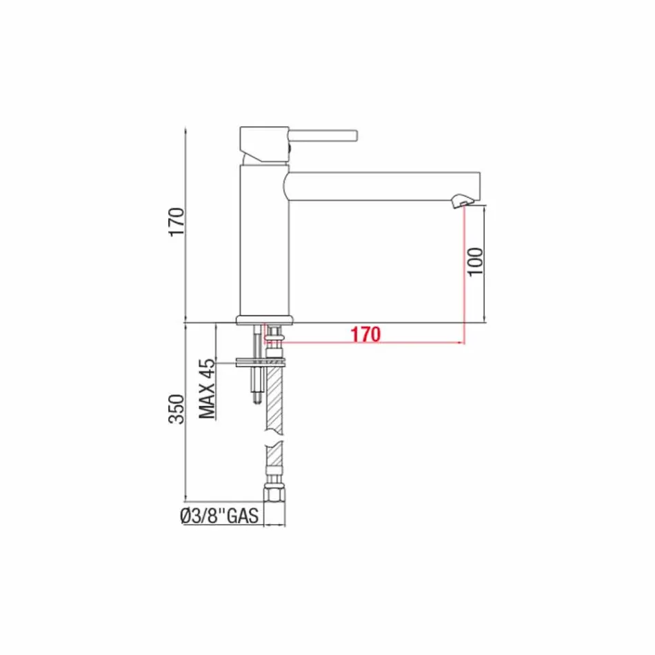 Messing wastafelmengkraan met uitloop 170 mm hartafstand Made in Italy - Ermia Viadurini