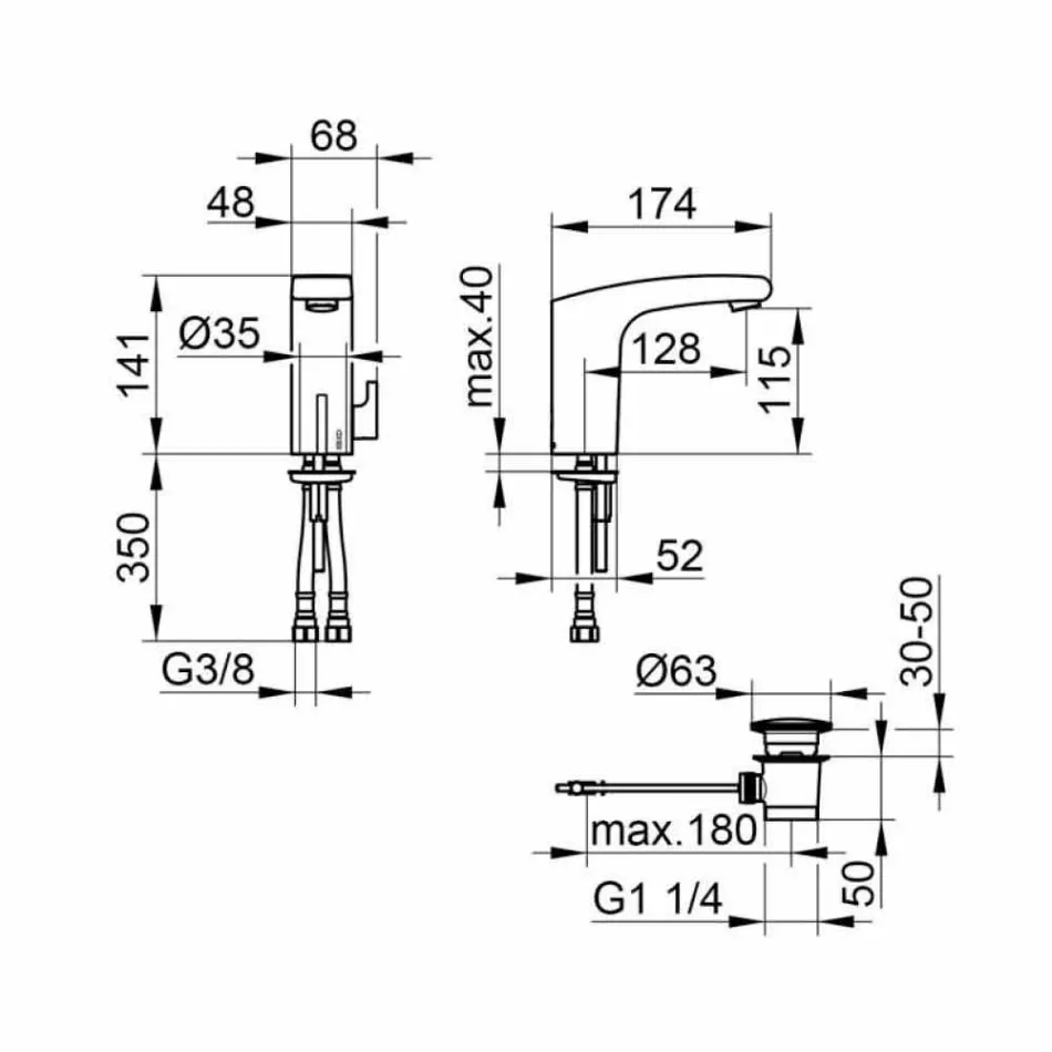 Moderne wastafelmengkraan met infraroodsensor in verchroomd metaal - Gonzo Viadurini