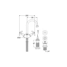 Vintage stijl wastafelmengkraan met één gat in messing, gemaakt in Italië - Klarisa Viadurini