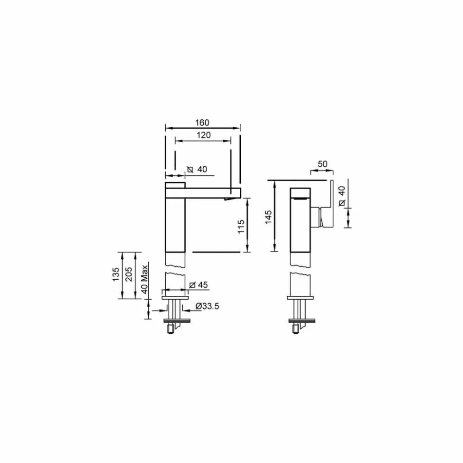 Wastafelmengkraan met zijhendel Made in Italy - Panela Viadurini