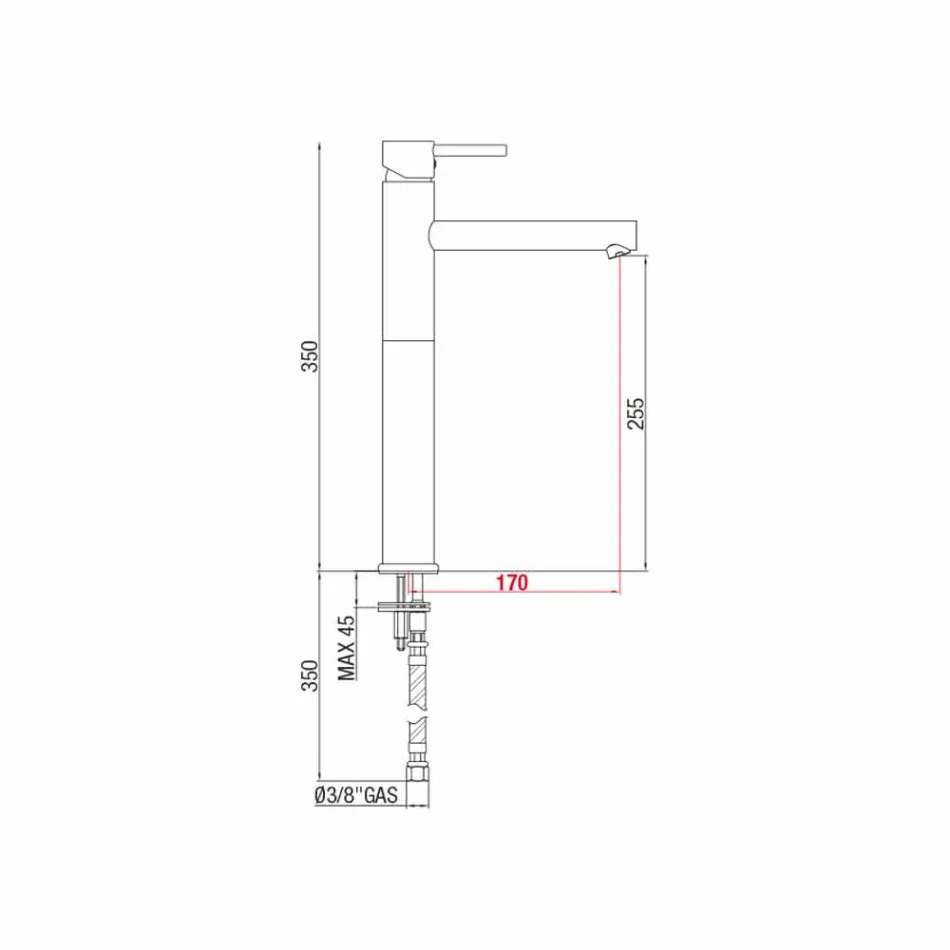 Uitgebreide wastafelmengkraan in messing zonder afvoer Made in Italy - Ermia Viadurini
