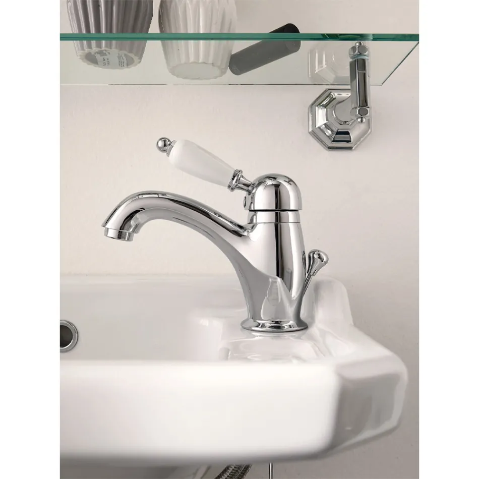 Klassieke stijl handgemaakte messing wastafelmengkraan met hendel - Noriana Viadurini