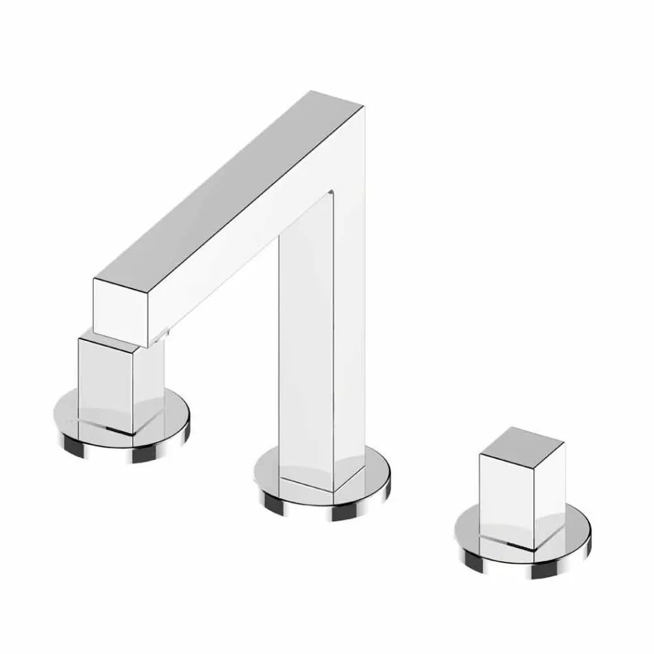 Moderne driegats mengkraan voor wastafel in chroom metaal - Girino Viadurini