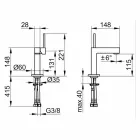 Moderne badkamer wastafelmengkraan in verchroomd metaal - Girino Viadurini