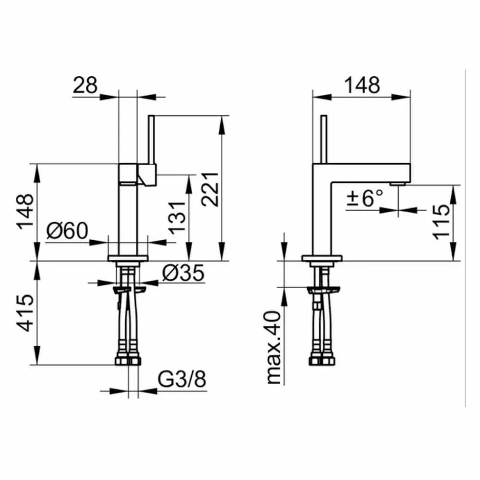 Moderne badkamer wastafelmengkraan in verchroomd metaal - Girino Viadurini