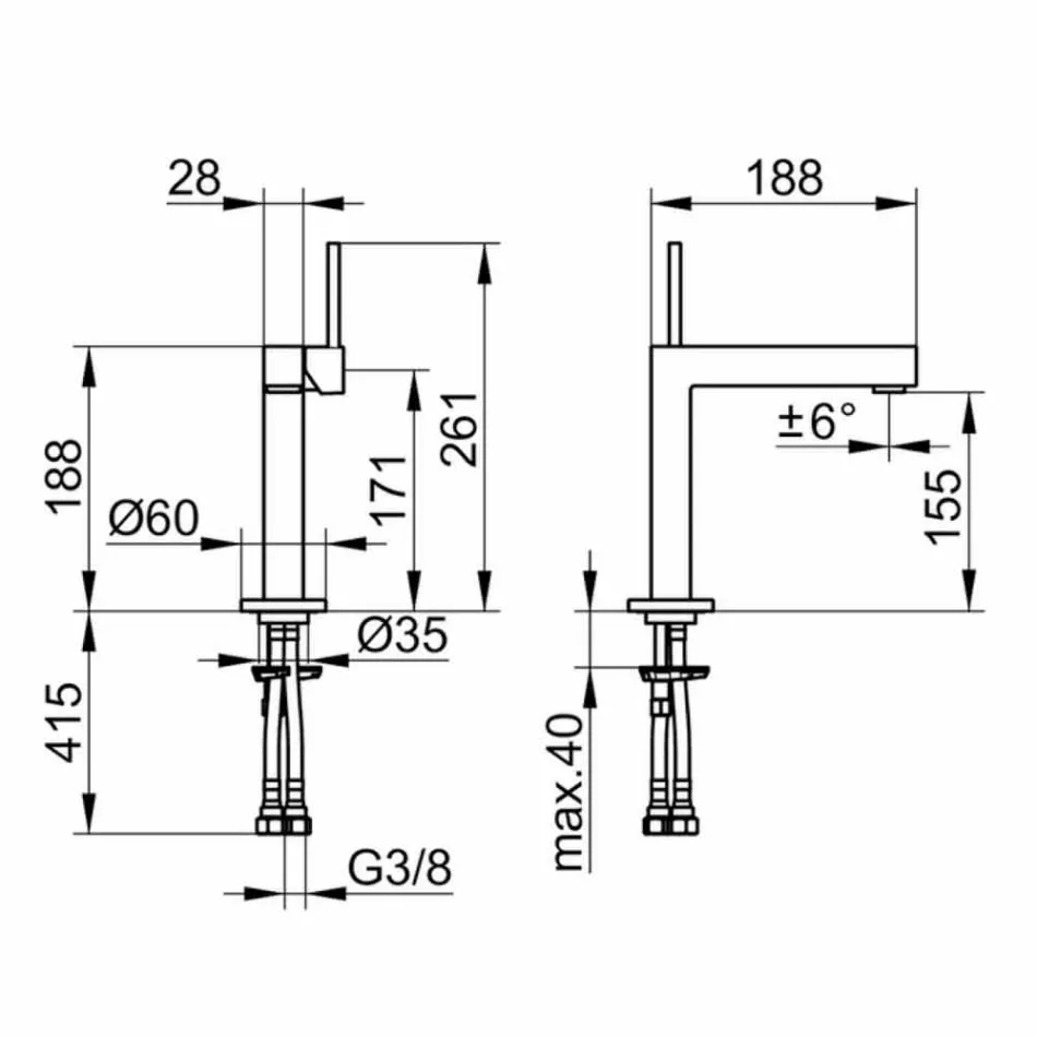 Moderne badkamer wastafelmengkraan in verchroomd metaal - Girino Viadurini