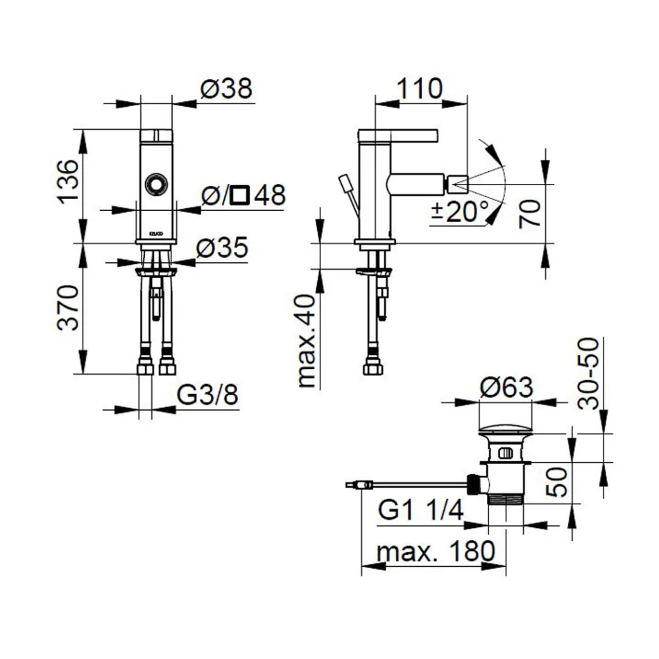 Eengreeps bidetmengkraan klassiek design messing verchroomd - artemisia Viadurini