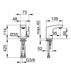 Eengreepsmengkraan modern design voor badkamerwastafel verchroomd - Gonzo Viadurini