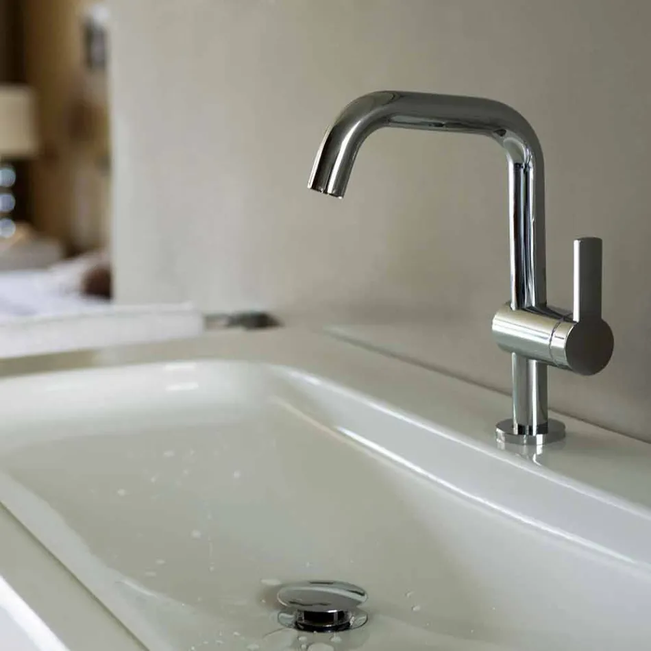 Modern design eengreepsmengkraan voor badkamerwastafel in metaal - Zanio Viadurini