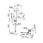 Modern design eengreepsmengkraan voor badkamerwastafel in metaal - Zanio Viadurini