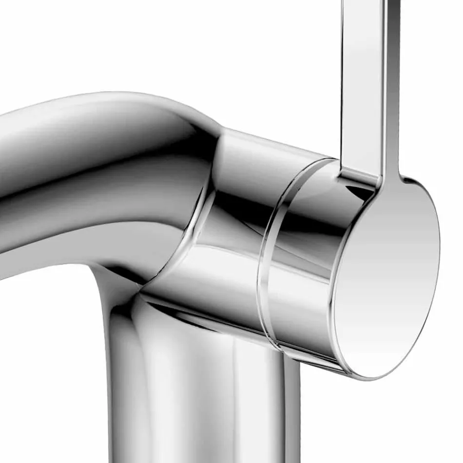 Moderne eengreeps wastafelmengkraan met metalen afvoer - Pinto Viadurini