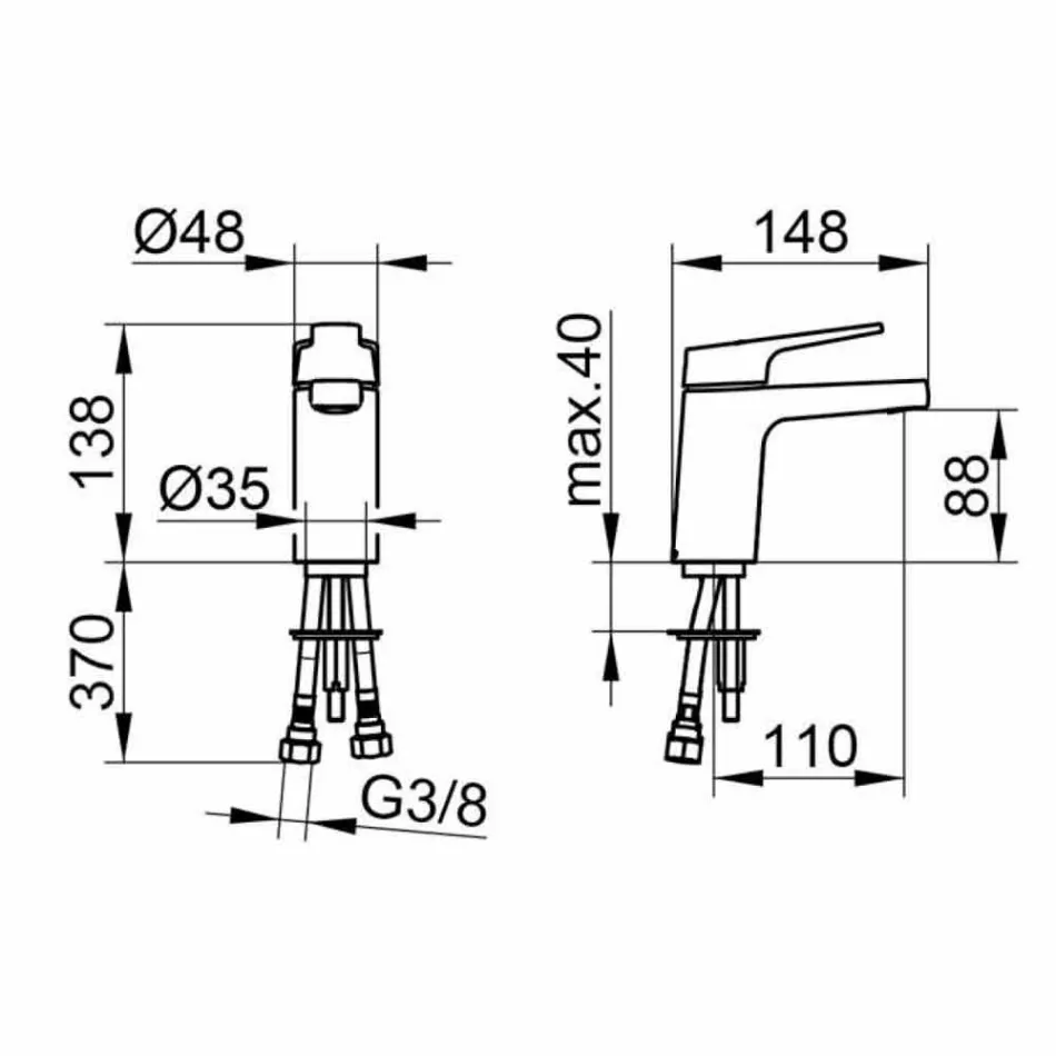Moderne eengreeps wastafelmengkraan in verchroomd metaal - Clari Viadurini