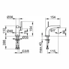 Moderne eengreepsmengkraan voor wastafel zonder metalen afvoer - Pinto Viadurini