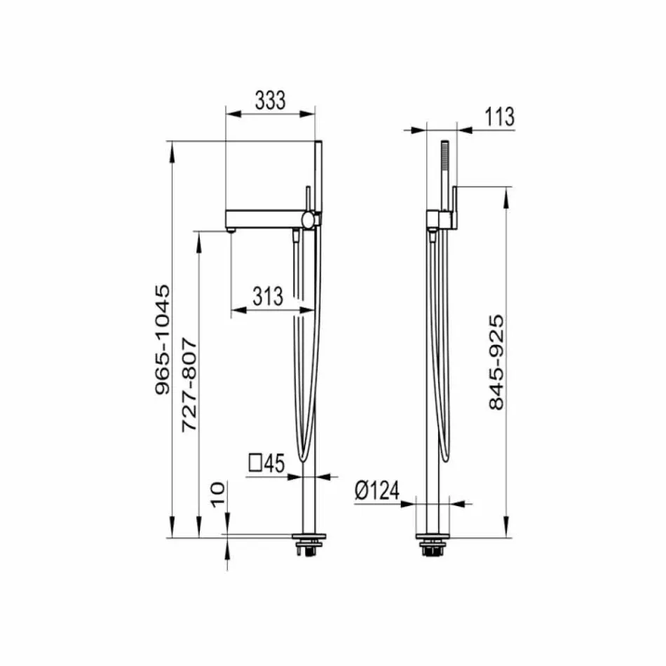 Moderne eengreepsmengkraan voor bad in verchroomd metaal - Girino Viadurini