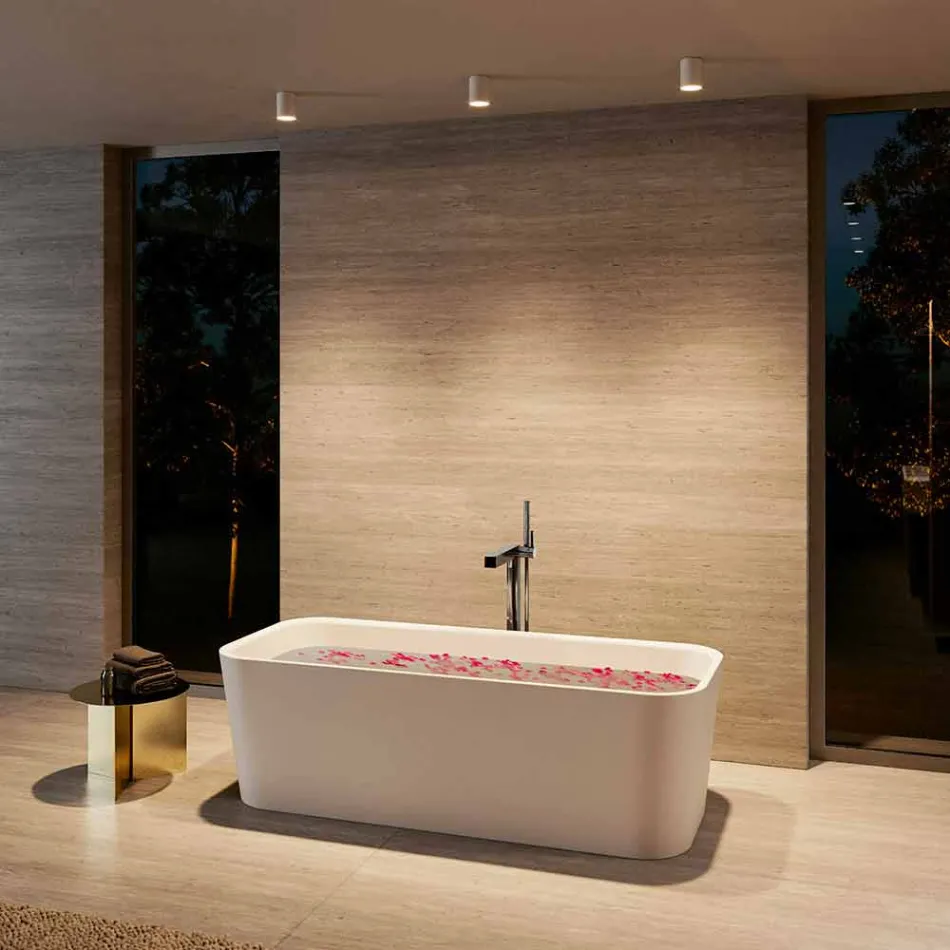 Moderne eengreepsmengkraan voor bad in verchroomd metaal - Girino Viadurini