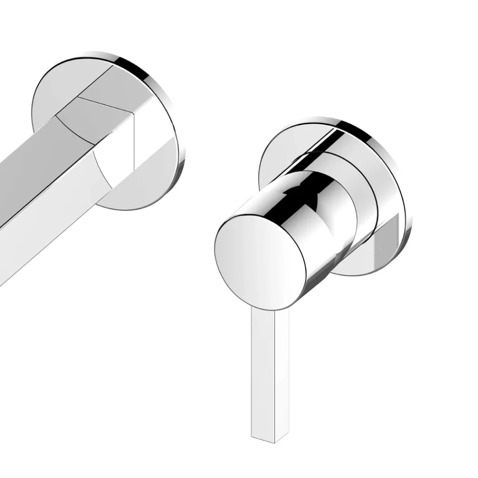 Vierkante Design Wandmontage Eengreeps Wastafelmengkraan - Erik Viadurini