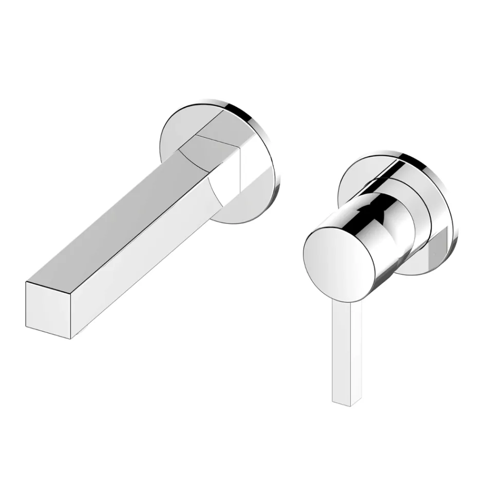 Vierkante Design Wandmontage Eengreeps Wastafelmengkraan - Erik Viadurini