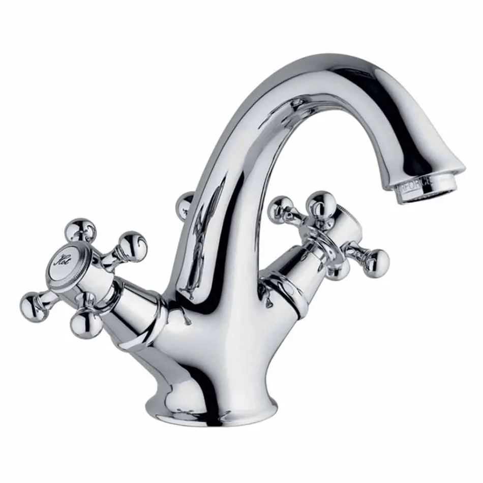 Hoge ééngatsmengkraan voor badkamerwastafel in messing Made in Italy - Lisca Viadurini