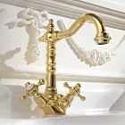 Vintage design wastafelmengkraan met één gat in messing, gemaakt in Italië - Ursula Viadurini