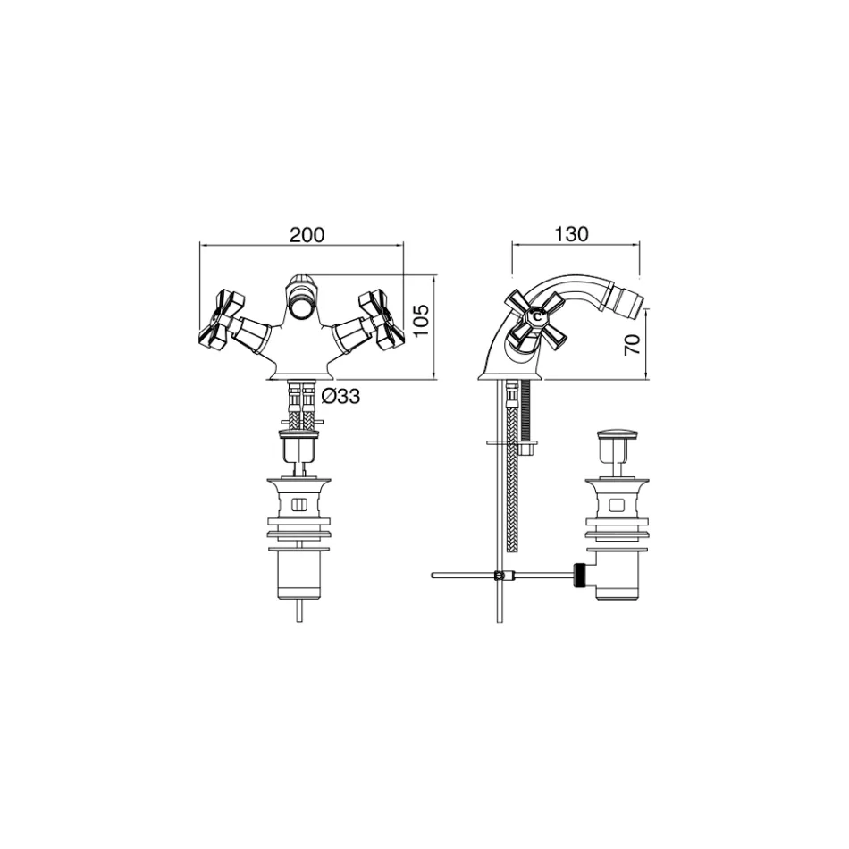 Bidetmengkraan met één gat in messing, vintage stijl Made in Italy - Silvana Viadurini