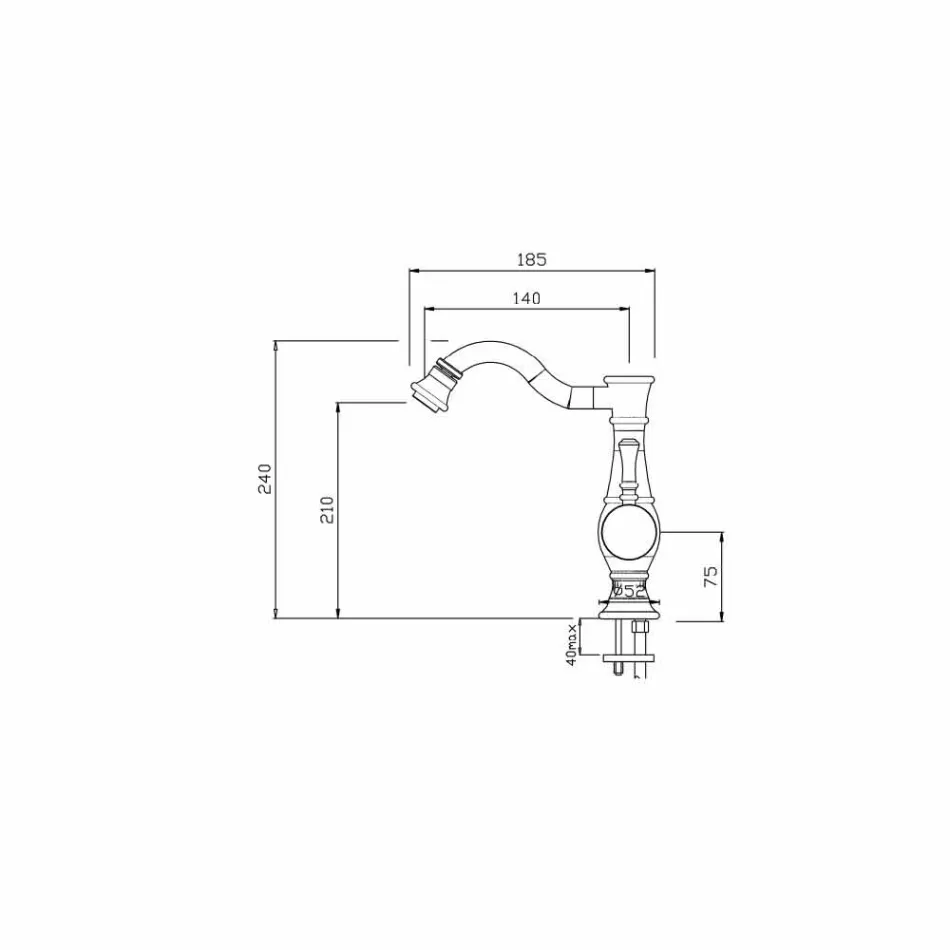 Bidetmengkraan met hoge draaibare uitloop Made in Italy - Neno Viadurini