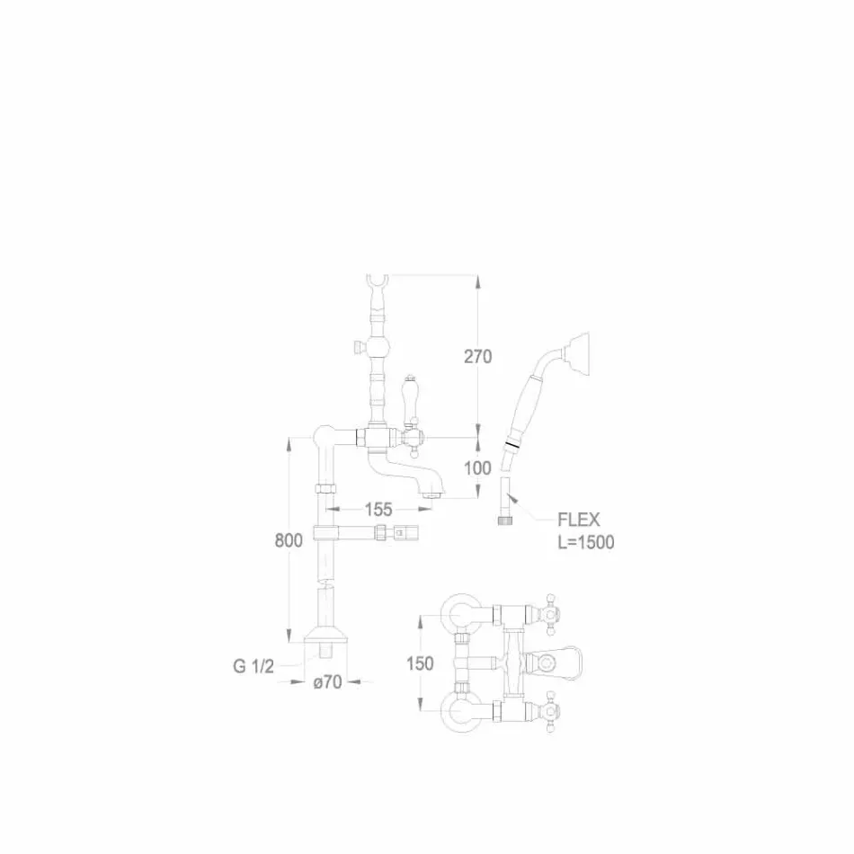 Klassieke messing badmengkraan Made in Italy - Eripio Viadurini