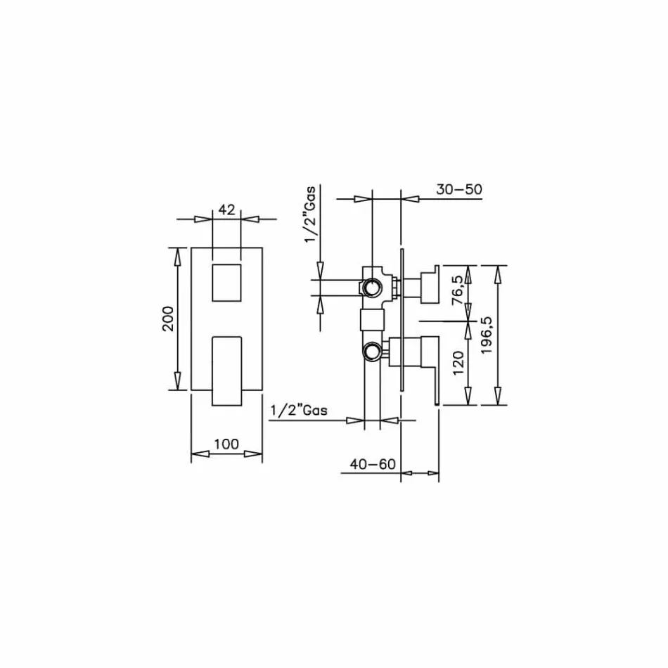 Douchemengkraan met 3-weg omstelling Made in Italy - Panela Viadurini