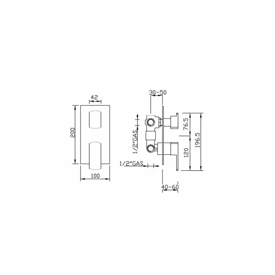 Douchemengkraan met omstelling met drie uitgangen Made in Italy - Sika Viadurini