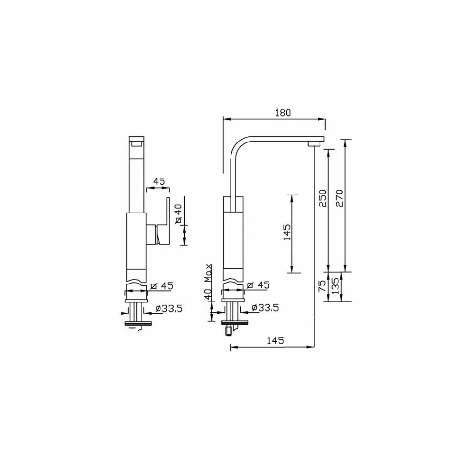 Wastafelmengkraan met hoge verlenging 7cm Made in Italy - Panela Viadurini