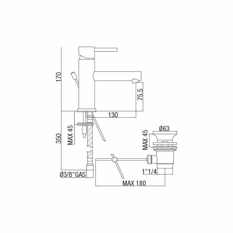 Moderne chromen messing wastafelmengkraan Made in Italy - Ermia Viadurini