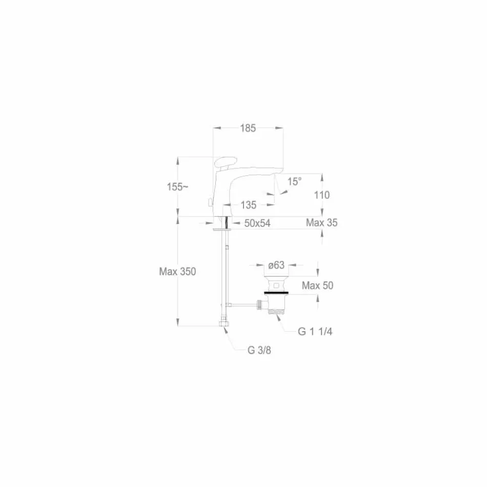 Moderne messing wastafelmengkraan Made in Italy - Besugo Viadurini