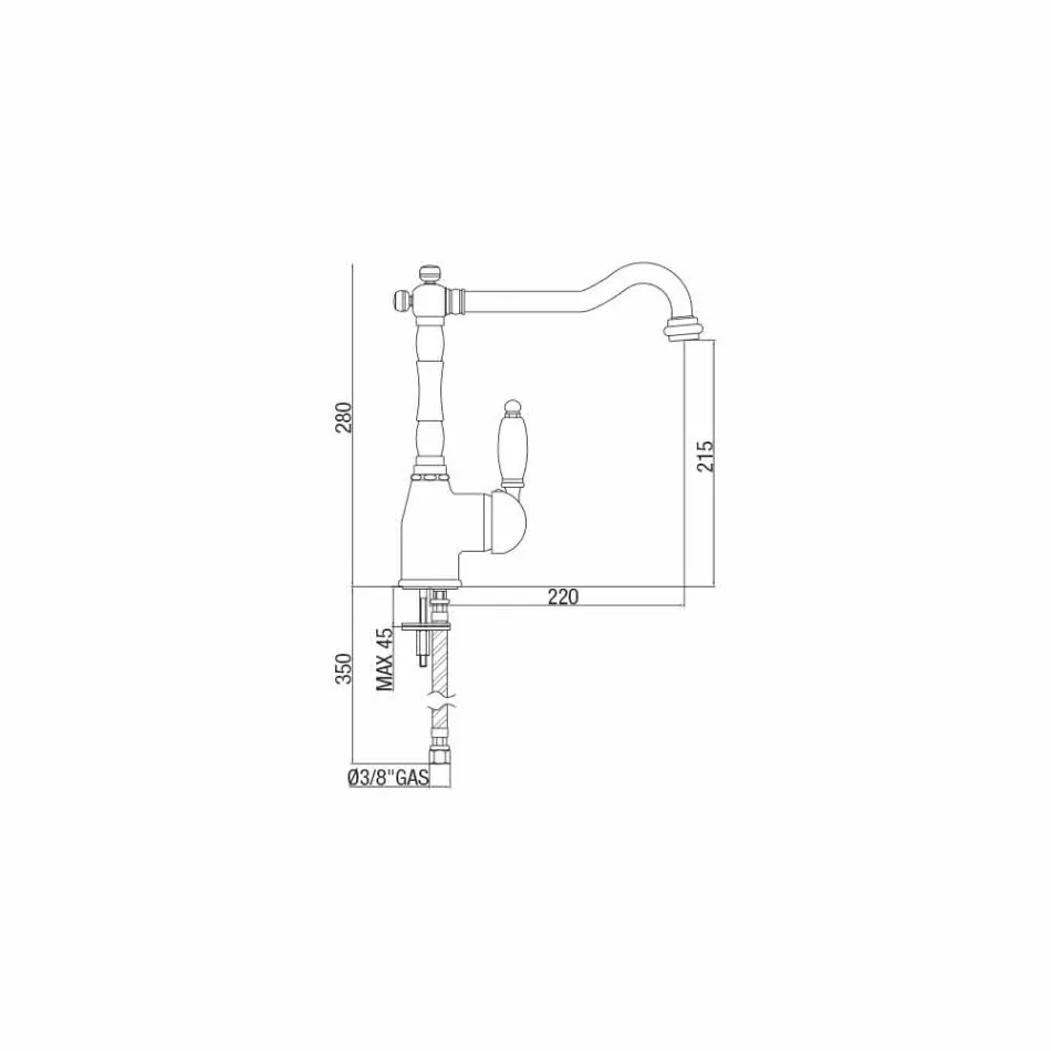 Klassiek design messing mengkraan voor keukenwastafel Made in Italy - Carmel Viadurini