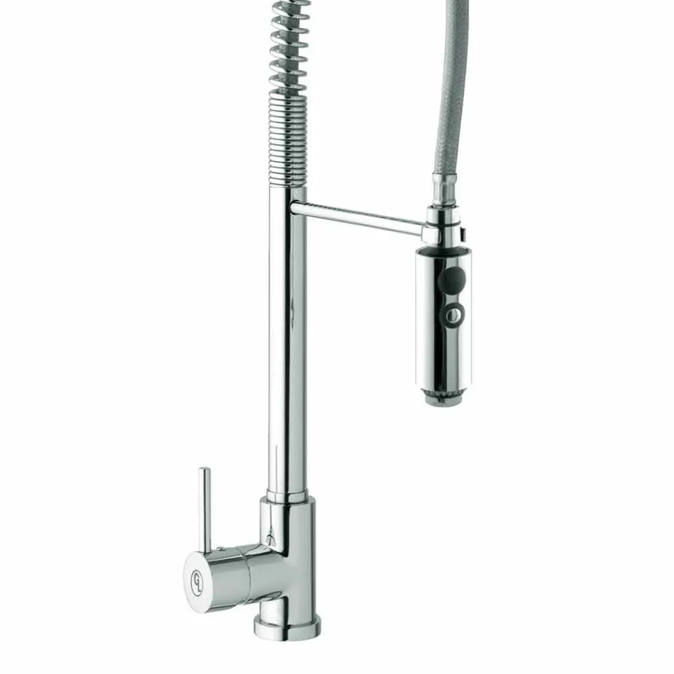 Keukenwastafelmengkraan in messing met handdouche Made in Italy - Kalimo Viadurini