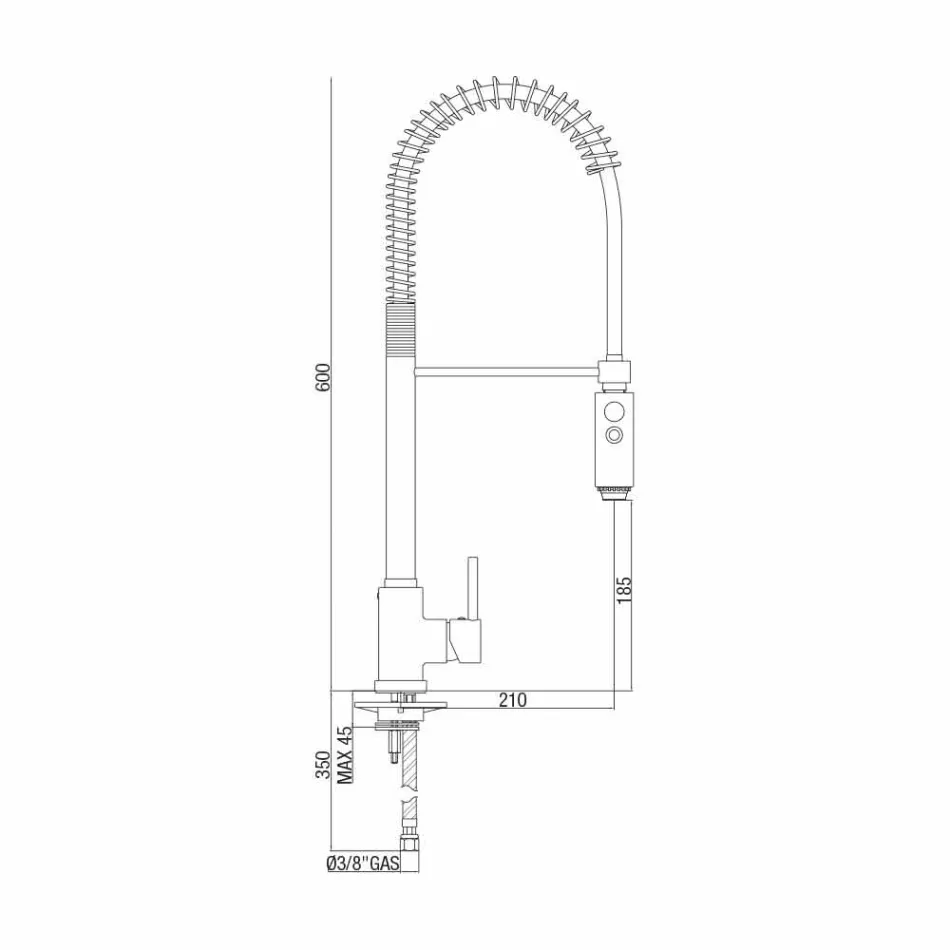 Keukenwastafelmengkraan in messing met handdouche Made in Italy - Kalimo Viadurini