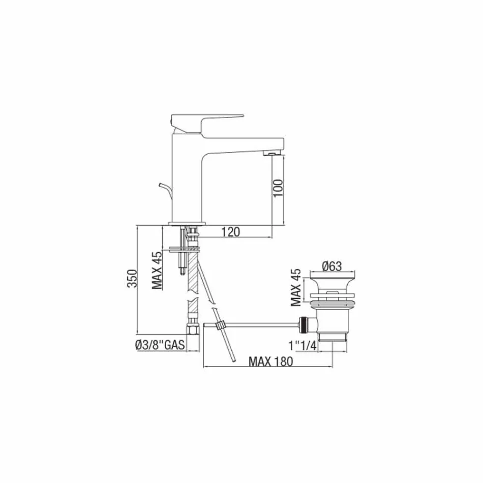 Modern design messing wastafelmengkraan Made in Italy - Sindra Viadurini