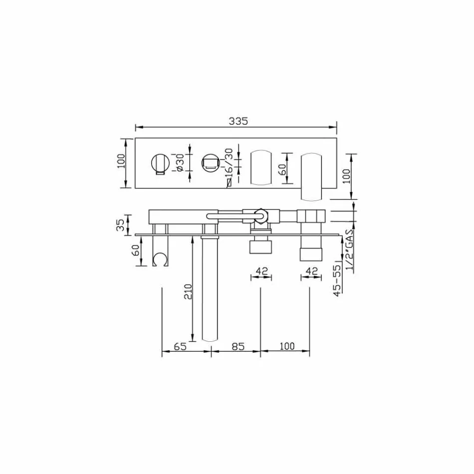 Modern design inbouw badmengkraan in messing Made in Italy - Sika Viadurini