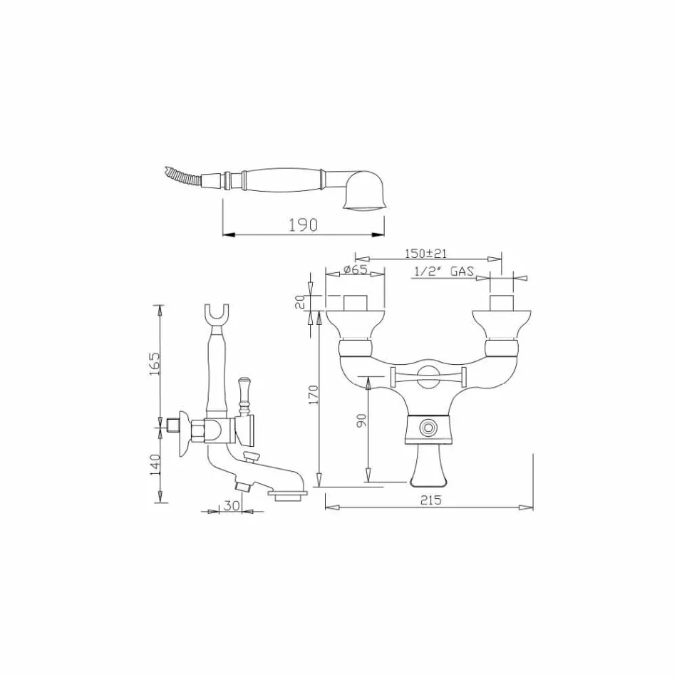 Messing externe badmengkraan Made in Italy - Neno Viadurini