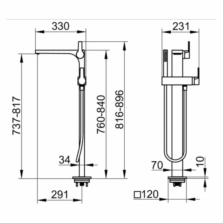 Moderne badmengkraan met handdouche en flexibele slang - Etto Viadurini