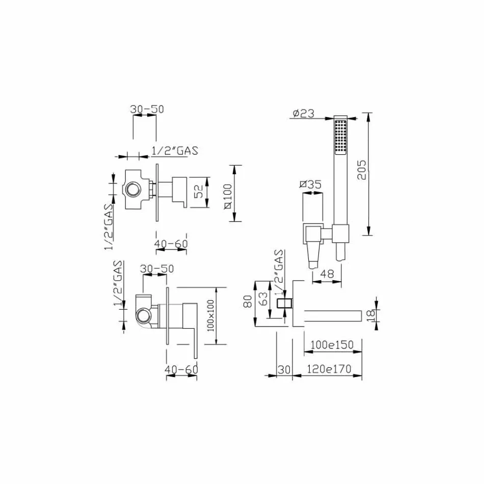 Inbouw badmengkraan met doucheset Made in Italy - Bibo Viadurini