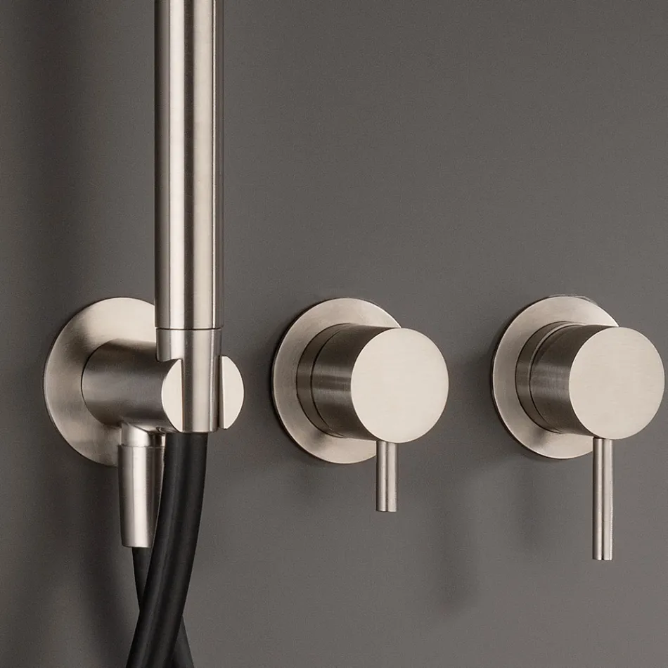 Inbouwbadmengkraan met 3 uitlaten in AISI 316L staal - Artigli Viadurini