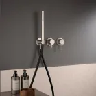 Inbouwbadmengkraan met 3 uitlaten in AISI 316L staal - Artigli Viadurini