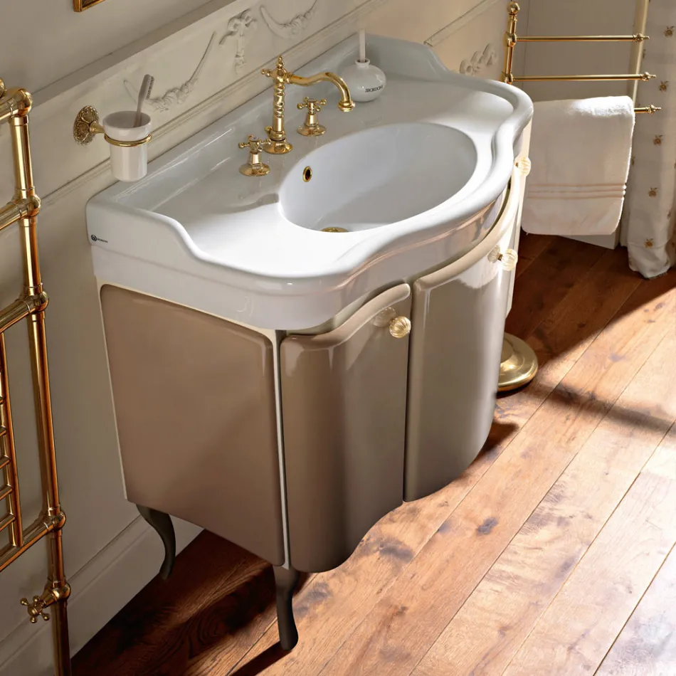 Kast met twee deuren en glanzend gelakte mand Made in Italy - Candy Viadurini