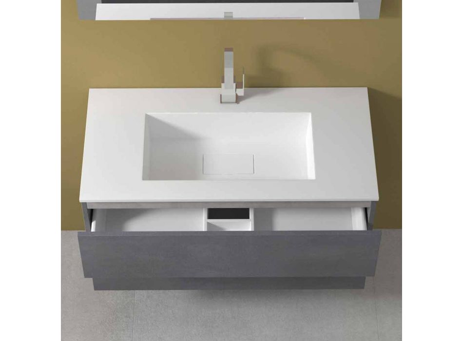 Hangkast voor badkamer met geïntegreerde wastafel in 3 afmetingen - Marione Viadurini