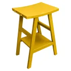 Badkamermeubels van teruggewonnen teak met gele halfgebogen bovenkant - Raomi Viadurini