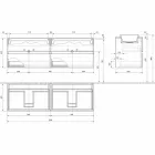 Hangend badkamermeubel met dubbele ingebouwde wastafel, modern design - Dumbo Viadurini