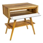 Badkamerkast op de vloer in teruggewonnen teak en wit steunblad - Gatien Viadurini