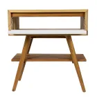 Badkamerkast op de vloer in teruggewonnen teak en wit steunblad - Gatien Viadurini