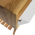 Badkamerkast op de vloer in teruggewonnen teak en wit steunblad - Gatien Viadurini